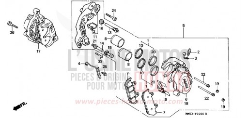 FRONT BRAKE CALIPER (CBR1000FH/FJ/FM) CBR1000FJ de 1988